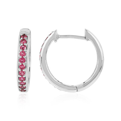 Zilveren oorbellen met roze spinelstenen