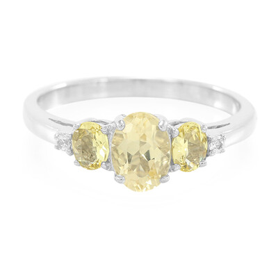 Zilveren ring met een gele beril