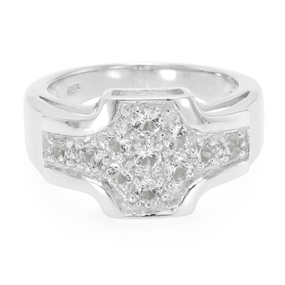 Zilveren ring met witte topaasstenen