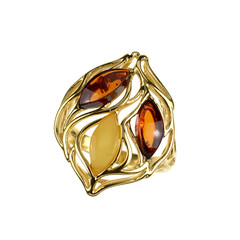 Zilveren ring met Baltische barnsteen
