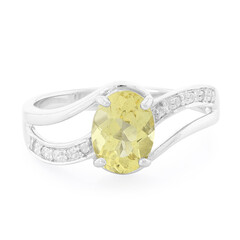 Zilveren ring met een gele beril