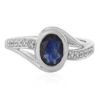Zilveren ring met een Madagaskar Blauwe Saffier