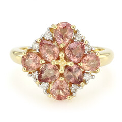 Gouden ring met Onverhitte Padparadscha Saffieren (AMAYANI)