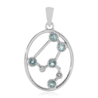 Zilveren hanger met hemel-blauwe topaasstenen