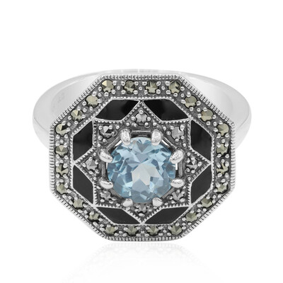 Zilveren ring met een hemel-blauwe topaas