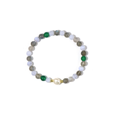 Armband met een Witte zoetwater kweekparel (Riya)