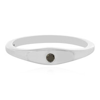 Zilveren ring met een zwarte diamant