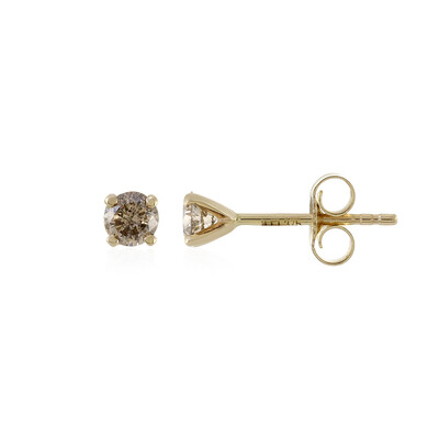Gouden oorbellen met I1 Bruine Diamanten