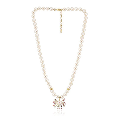Gouden halsketting met Witte zoetwater kweekparels (Michelle Albala)