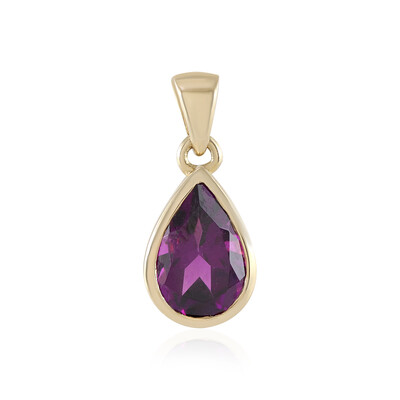 Gouden hanger met een magenta granaat