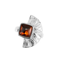 Zilveren ring met een Baltische barnsteen