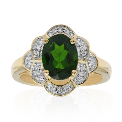 Gouden ring met een Russische diopsied