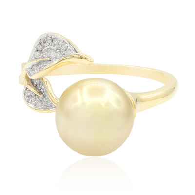Gouden ring met een gouden zuidzee parel (TPC)