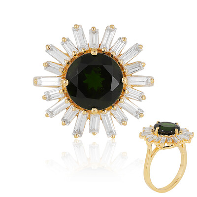 Zilveren ring met een Russische diopsied