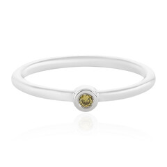 Zilveren ring met een gele diamant