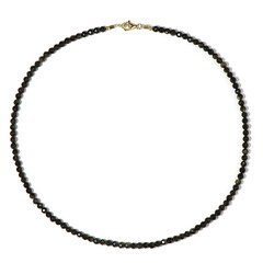Zilveren halsketting met goud obsidiaanstenen