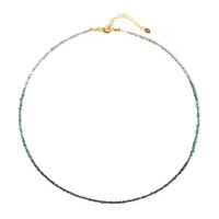 Zilveren halsketting met blauwe diamanten
