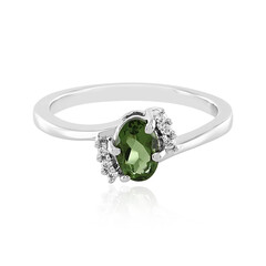 Zilveren ring met een moldaviet