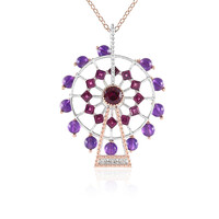 Zilveren halsketting met een rhodliet (Gems en Vogue)