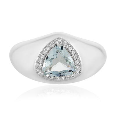 Zilveren ring met een aquamarijn