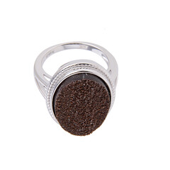 Zilveren ring met een Zwenkauer Druzy Hout
