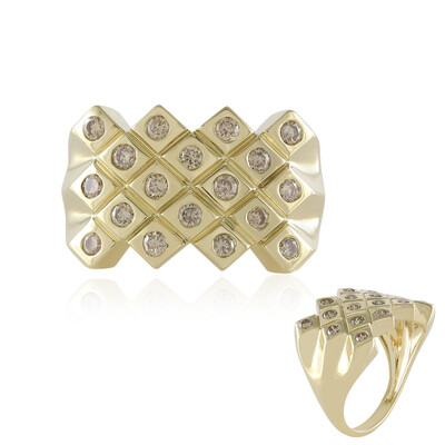 Gouden ring met VS1 champagne diamanten