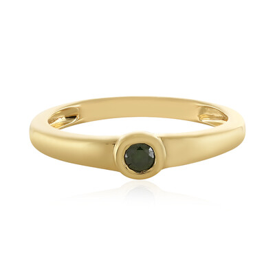 Zilveren ring met een I3 Groene Diamant