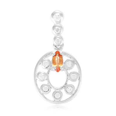 Zilveren hanger met een Padparadscha saffier