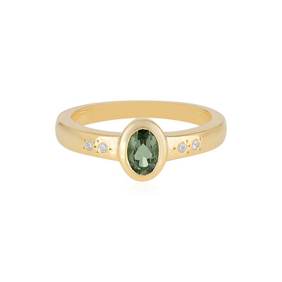 Zilveren ring met een moldaviet