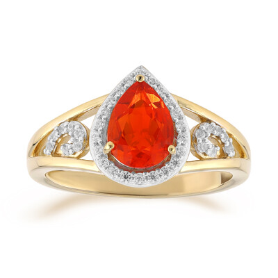 Gouden ring met een AAA Mexicaanse vuur opaal