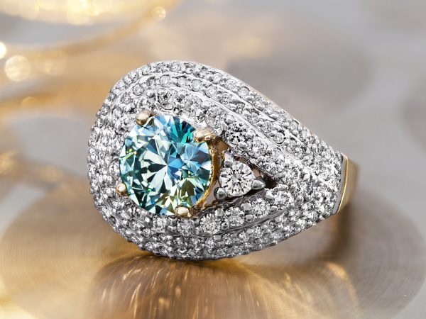 blauwe brilliant goud ring